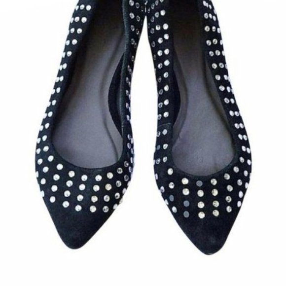 Joie Shoes - Joie Black Suede Rhinestone Flats | Size 37